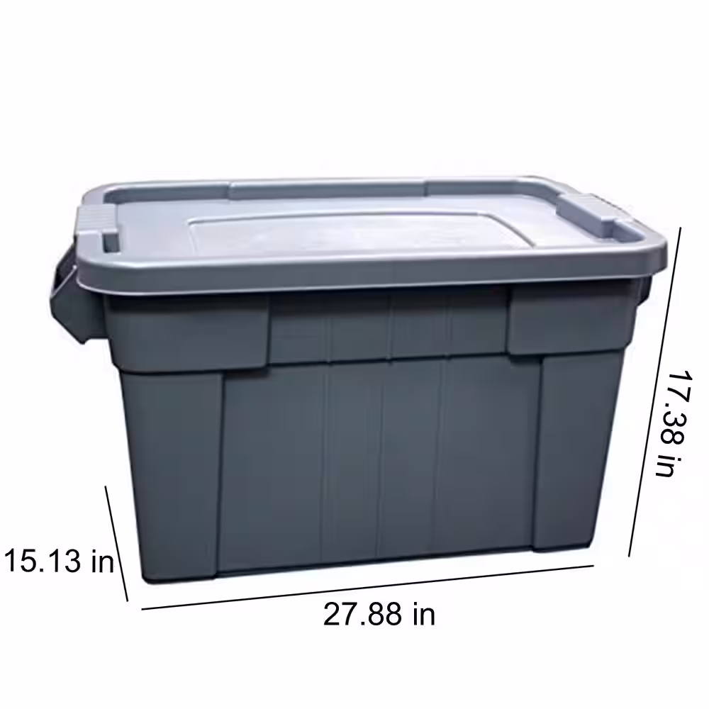 None 20 Gal. Plastic Durable Storage Bin with Lid in Gray (1-Pack)