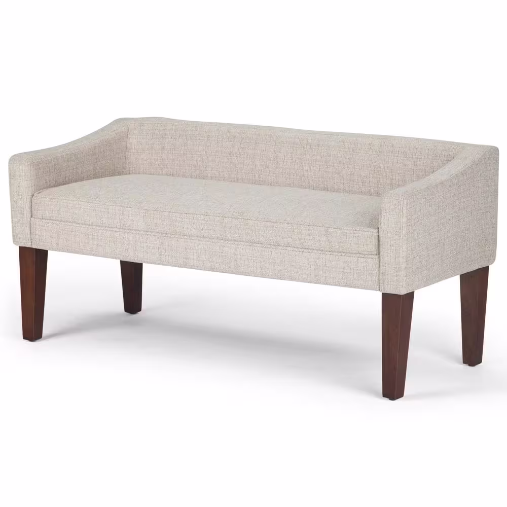 Simpli Home Parris 50 in. Wide Contemporary Upholstered Bench in Platinum