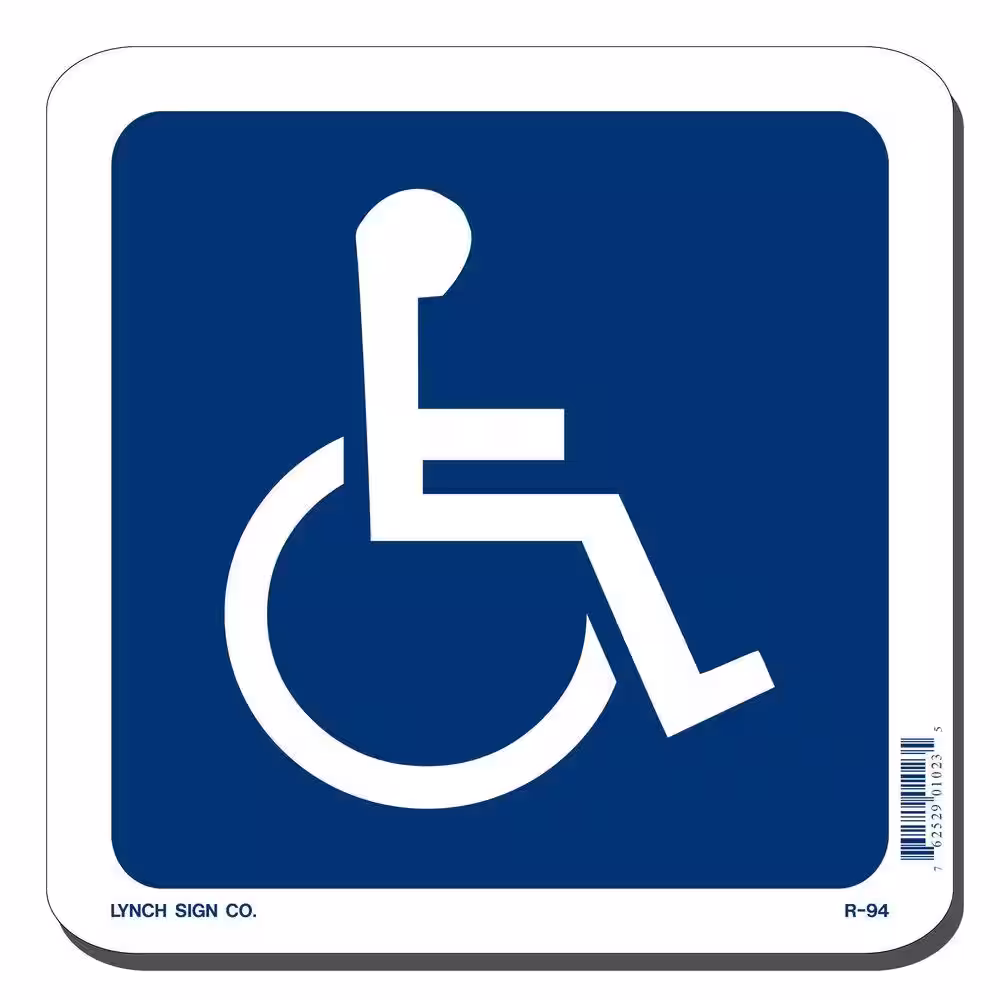 Lynch Sign 7 in. x 7 in. Blue on White Plastic Accessible Symbol Sign