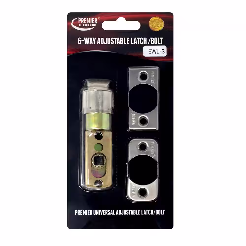 Premier Lock Universal Brass 6-Way Entry Latch with 2 Faceplates (Rectangular and Radial Corner)