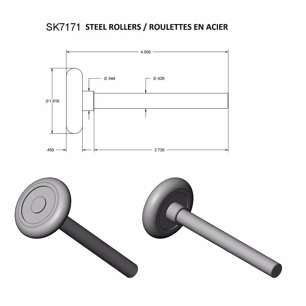 IDEAL SECURITY Garage Door Rollers-2 in. Steel Wheels with 10 Ball Bearings and 4 in. Stem (10-Pack)