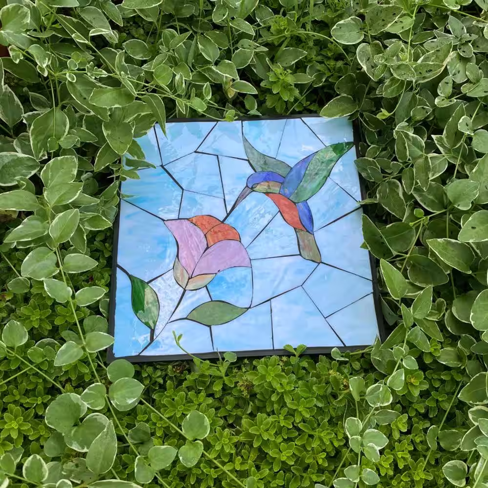 Outdoor Essentials 1 in. x 12 in. x 12 in. Square Polypropylene Hummingbird Decorative Garden Step Stone
