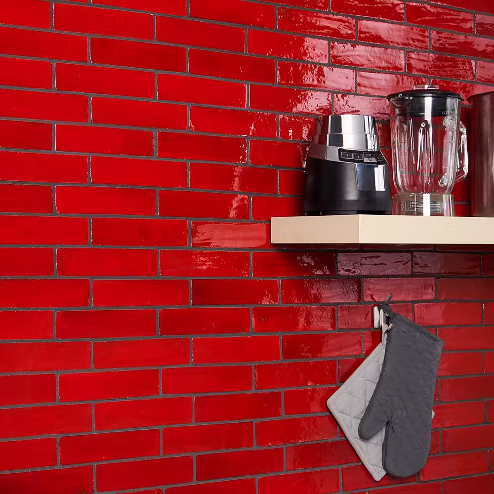 Ivy Hill Tile Orion Red 2 in. x 8 in. Handmade Glazed Ceramic Wall Tile (5.38 sq. ft. / Case)