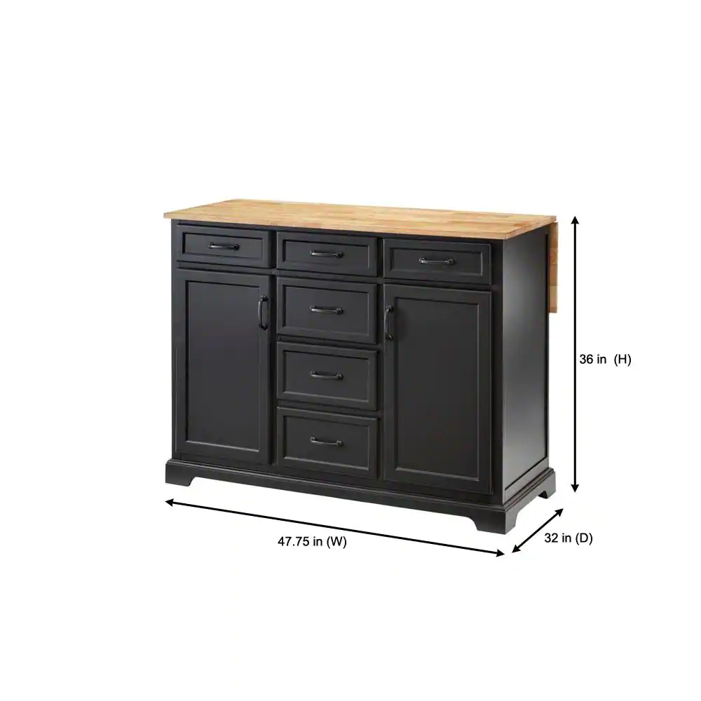 Home Decorators Collection Black Kitchen Island with Natural Butcher Block Top