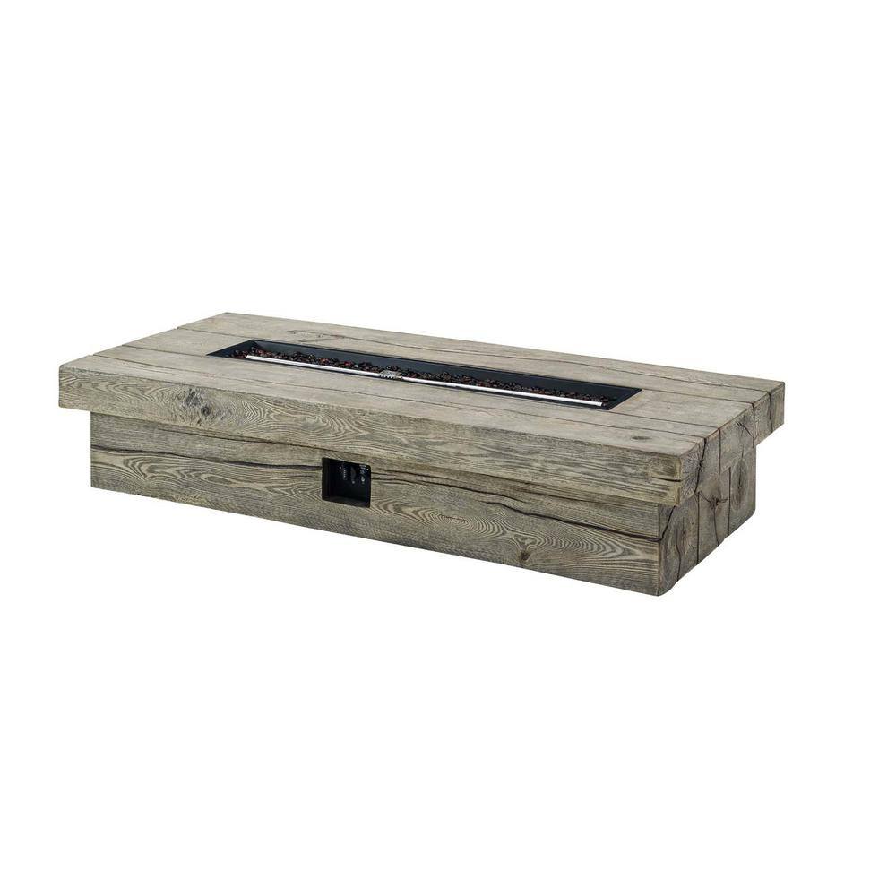 MODWAY Manteo 70 in. Light Gray Rectangular Metal Outdoor Patio Fire Pit Table
