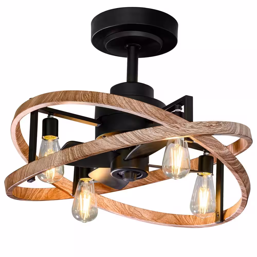 Home Decorators Collection Baleto 23 in. 4 Dimmable LED Bulbs Indoor/Covered Outdoor Black Ceiling Fan with Remote Included