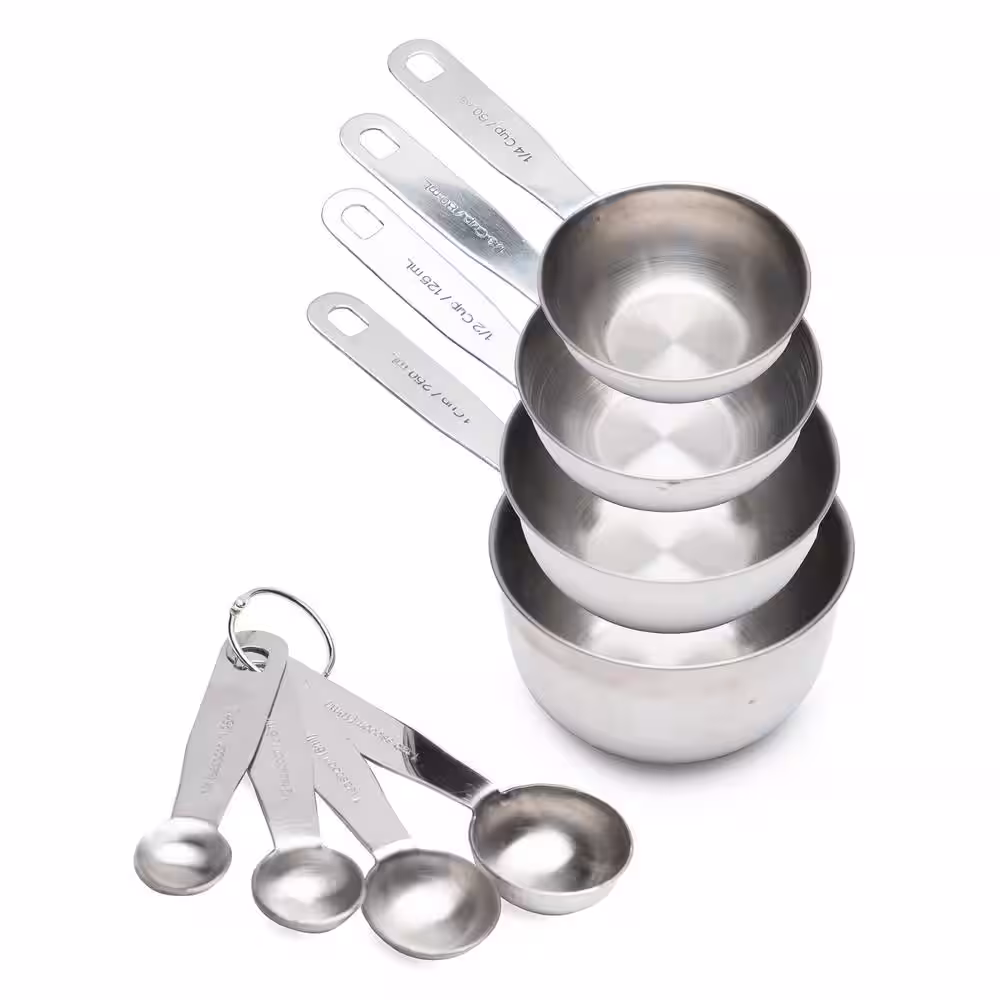None Premium 8-Piece Stainless Steel Measuring Cup and Spoon Set