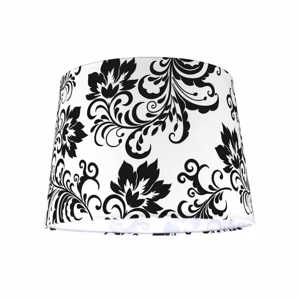 Aspen Creative Corporation 14 in. x 10 in. Off White and Black Floral Design Hardback Empire Lamp Shade