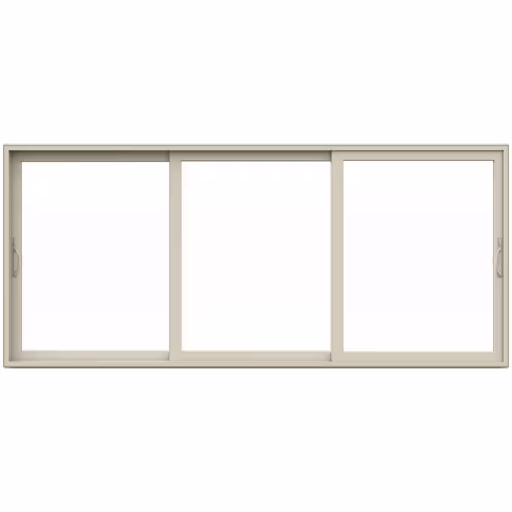 JELD-WEN V4500 Multi-Slide 177 in. x 80 in. Universal Handing Low-E Desert Sand Vinyl 3-Panel Prehung Patio Door
