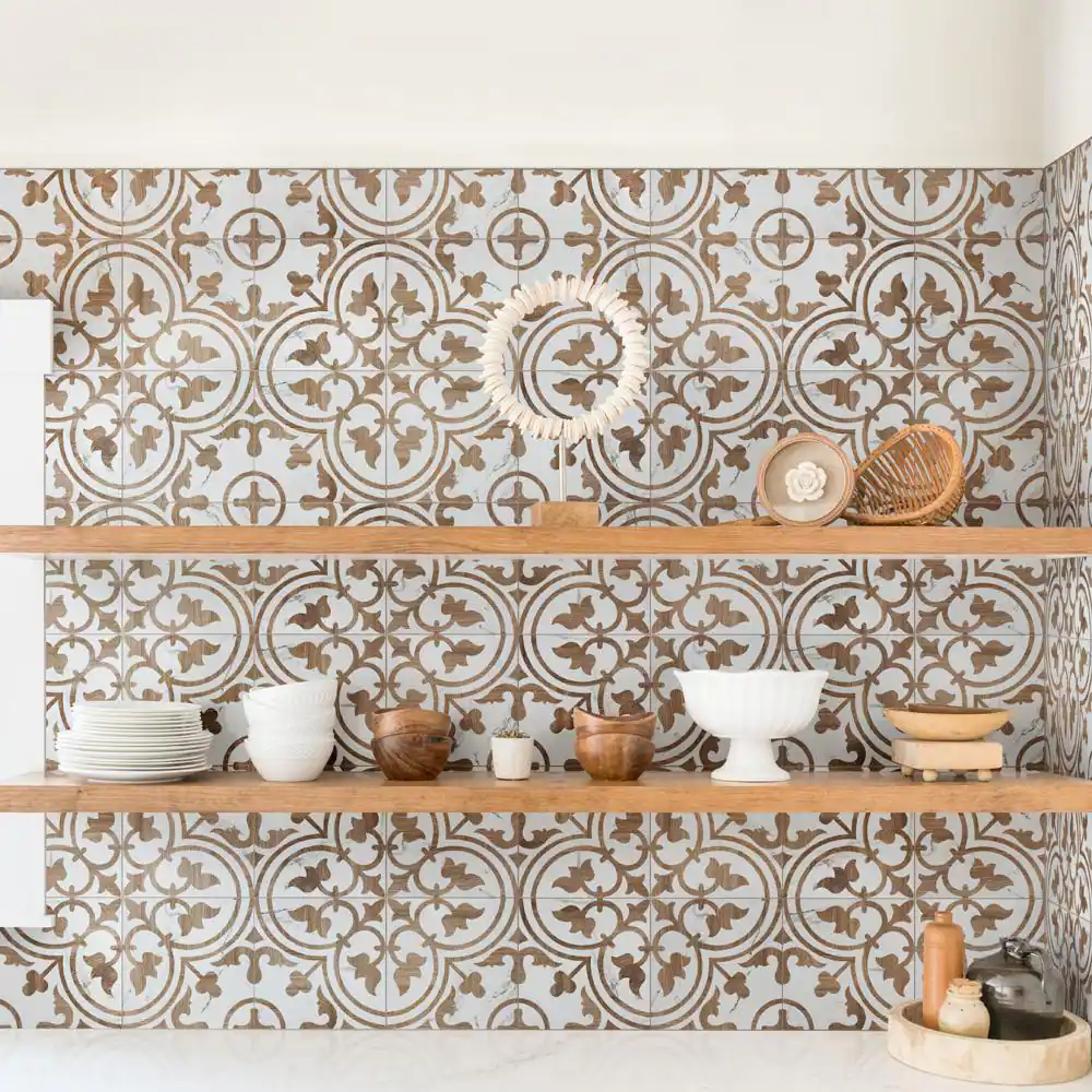 Merola Tile Llama Arte Loire Noce 9-3/4 in. x 9-3/4 in. Porcelain Floor and Wall Tile (10.88 sq. ft./Case)