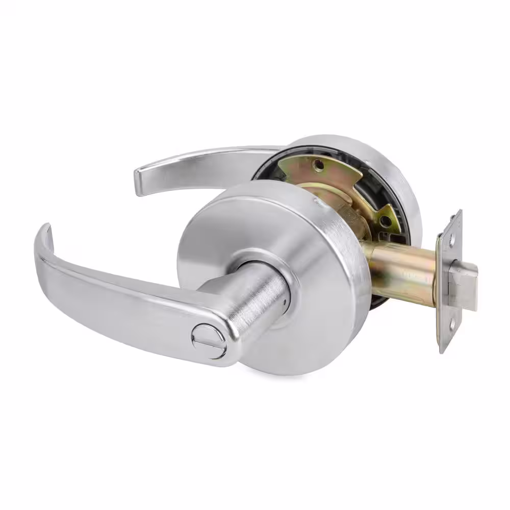 Global Door Controls Pisa Series Standard Duty Brushed Chrome Grade 2 Commercial Cylindrical Privacy Door Handle with Lock and Clutch