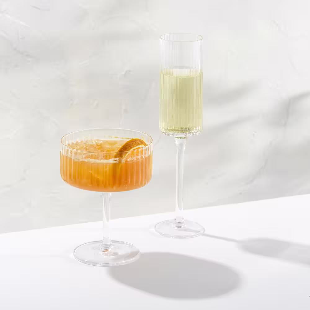 JoyJolt Elle Fluted Cylinder Martini Coupe Glass - 10 oz. - (Set of 2)