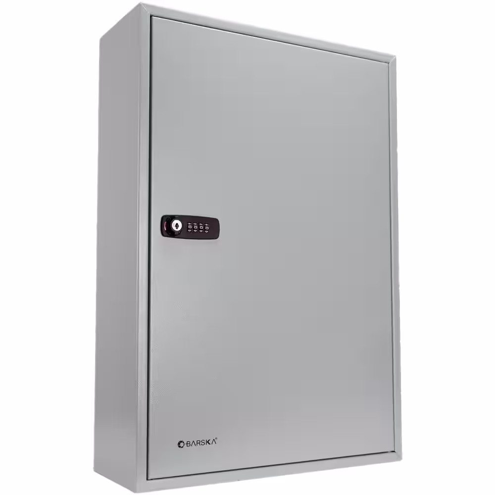 BARSKA 240 Keys Lock Box with Combination Lock White Tag, Grey CB13600