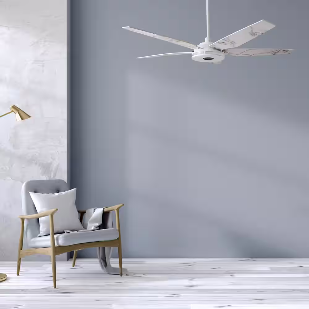 CARRO Starfish 56 in. Integrated LED Indoor/Outdoor White Smart Ceiling Fan with Light and Remote, Works w/Alexa/Google Home