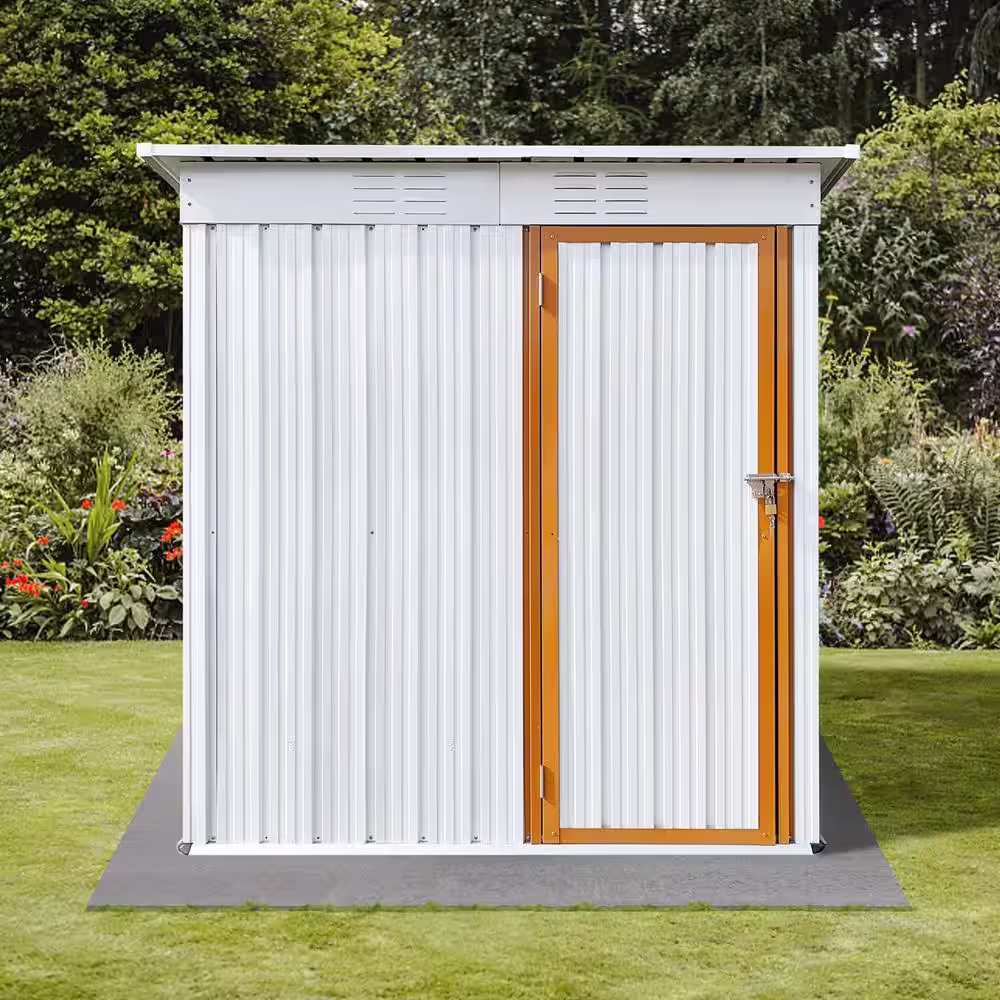 Sungrd 5 ft. W x 3 ft. D White Metal Outdoor Storage Shed (25 sq. ft.)