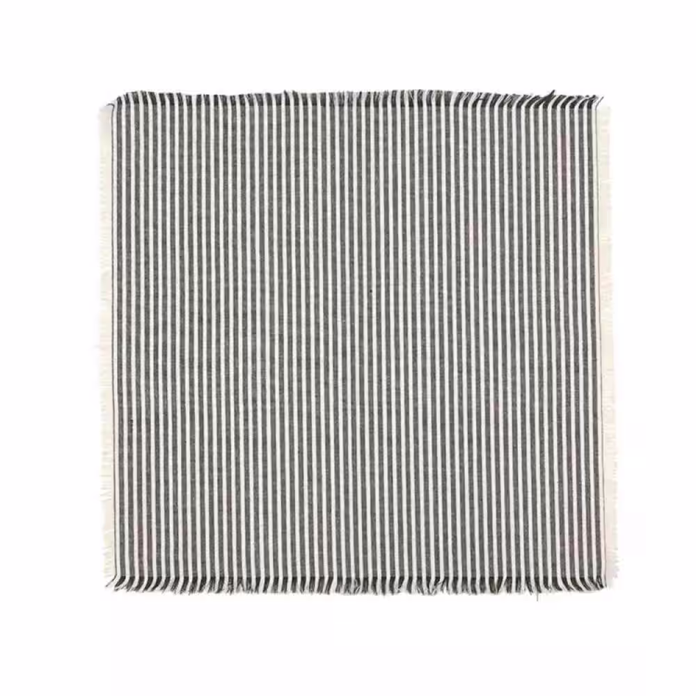 HomeRoots Amelia 16 in. W x 1 in. L Beige/Green Striped Cotton Table Runner Leaf Green Stripe Napkins (Set of 8)