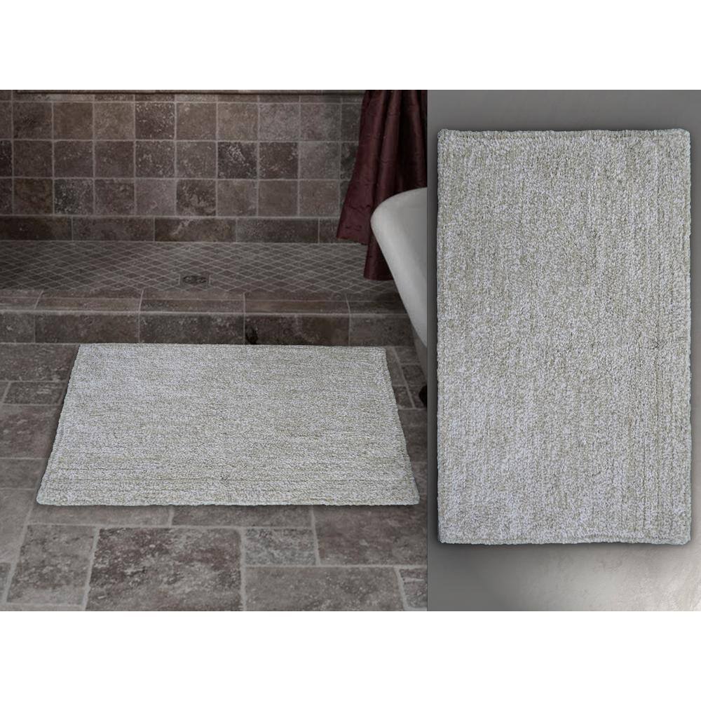 Vibhsa 20 in. x 32 in. Ivory and White Color Plain Bath Rug