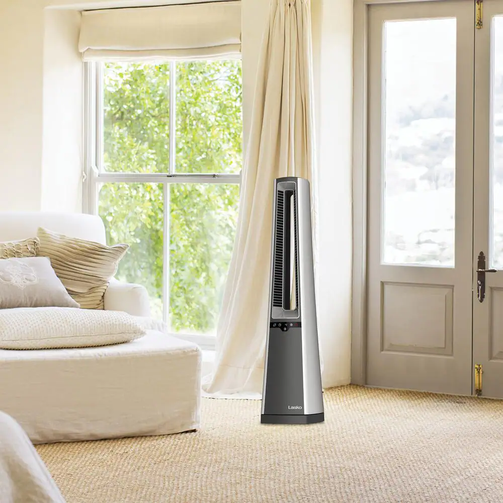 Lasko Bladeless 37 in. Oscillating Tower Fan with Nighttime Setting, Timer and Remote Control