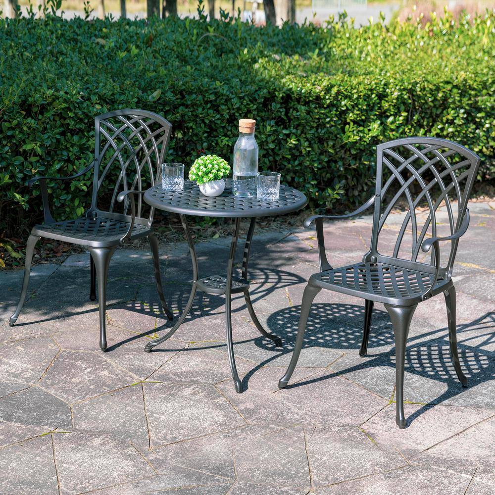 Nuu Garden 3-Piece Cast Aluminum Patio Bistro Set Rust-Proof Outdoor Furniture Set