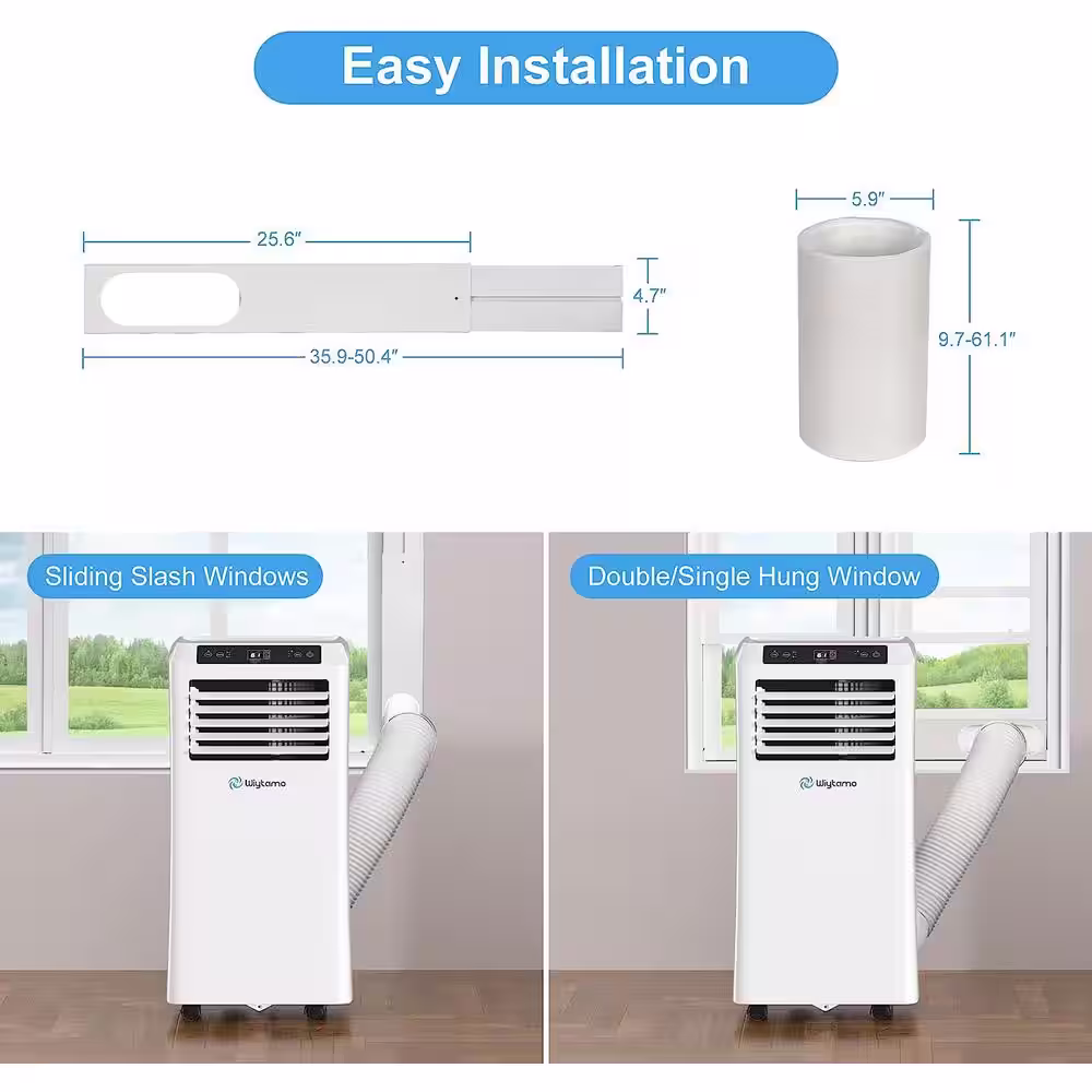 None 10,000 BTU Wifi Portable Air Conditioner 3-in-1 Cools 450 Sq. Ft. with Dehumidifier and Exhaust Hose in White
