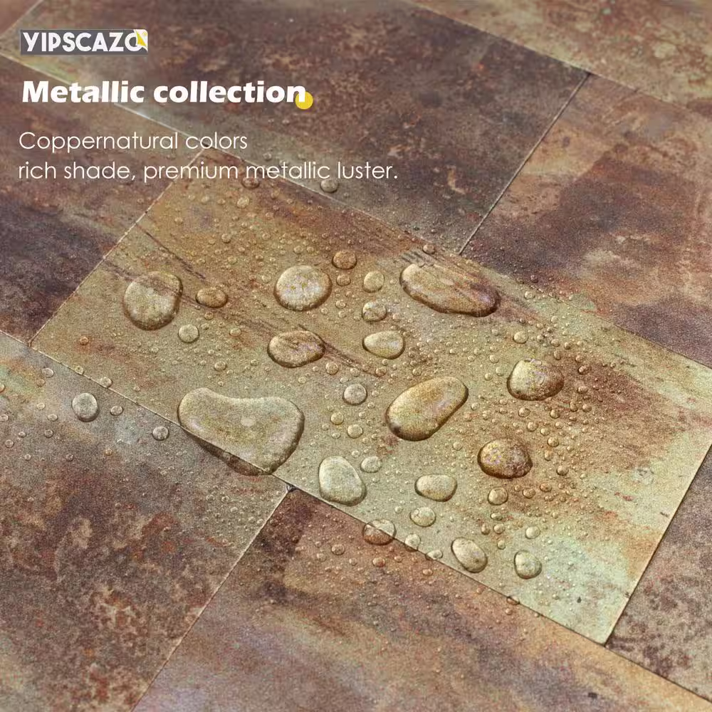 None Retro Copper Color  12 in. x 12 in. PVC Peel and Stick Tile Backsplash (5 sq. ft./5 Sheets)