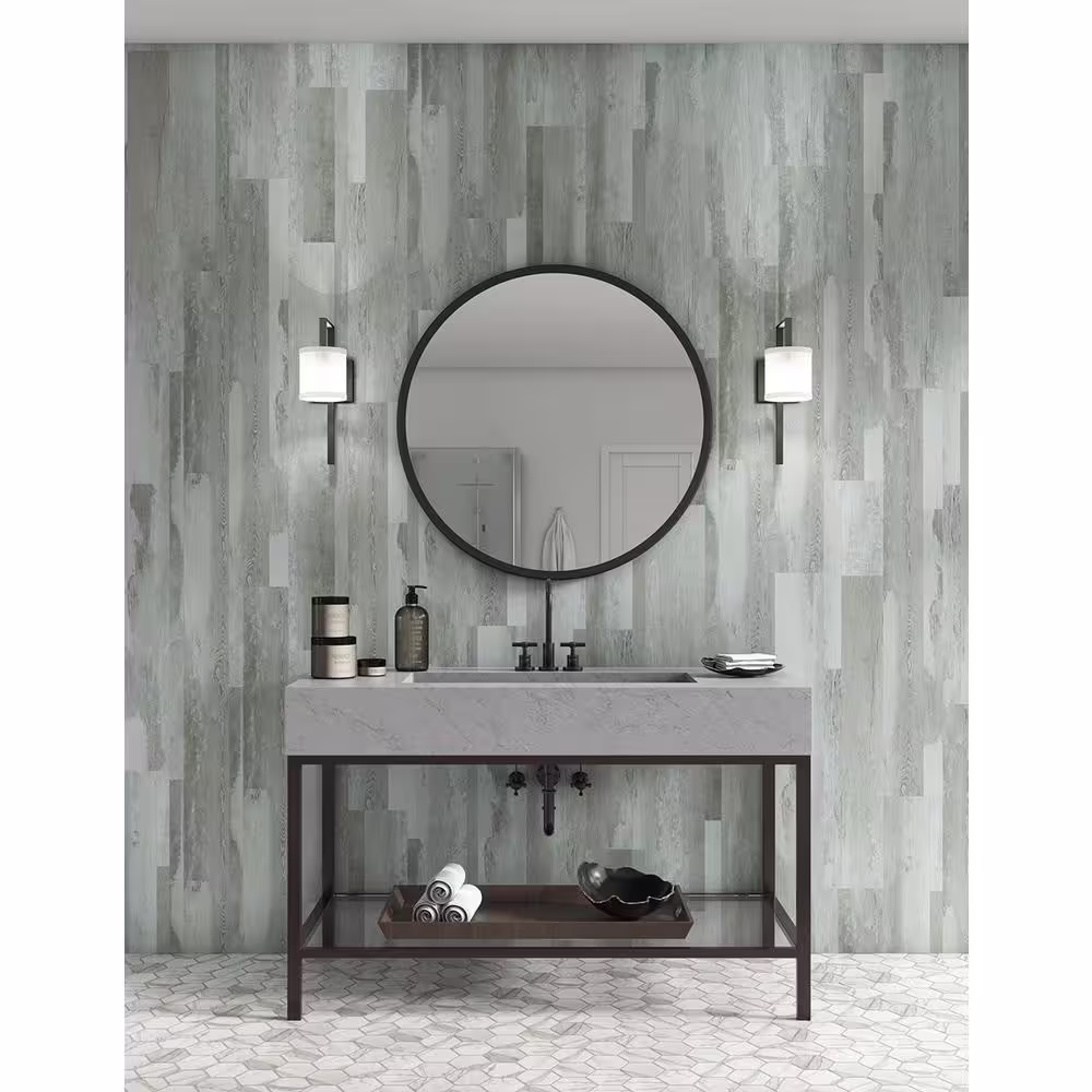 DuraDecor Weekend Warrior Arctic Distressed 3 MIL x 7-in W x 48-in L Peel & Stick Water Resistant Luxury Vinyl Flg (23.3 sf/case)