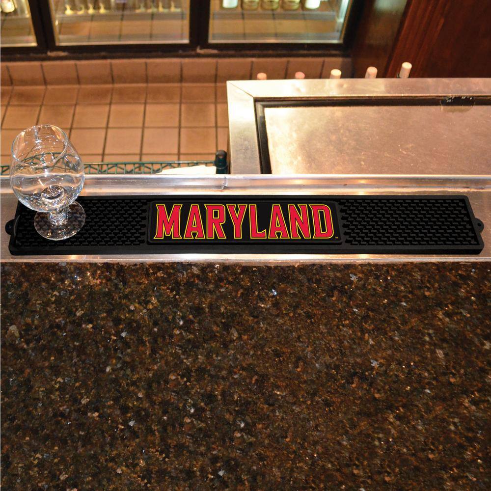 FANMATS NCAA- 3.25 in. x 24 in. Black University of Maryland Drink Mat