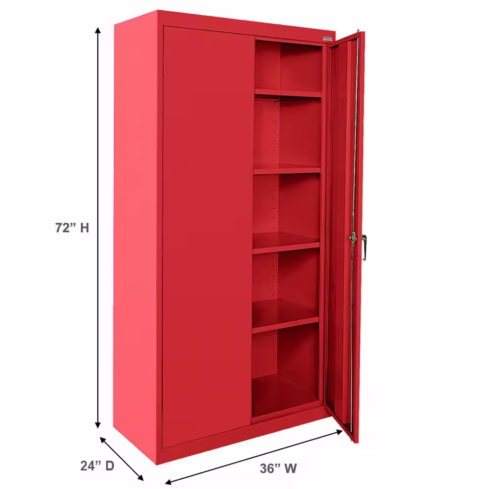 None Classic Series ( 36 in. W x 72 in. H x 24 in. D ) Steel Garage Freestanding Cabinet in Red