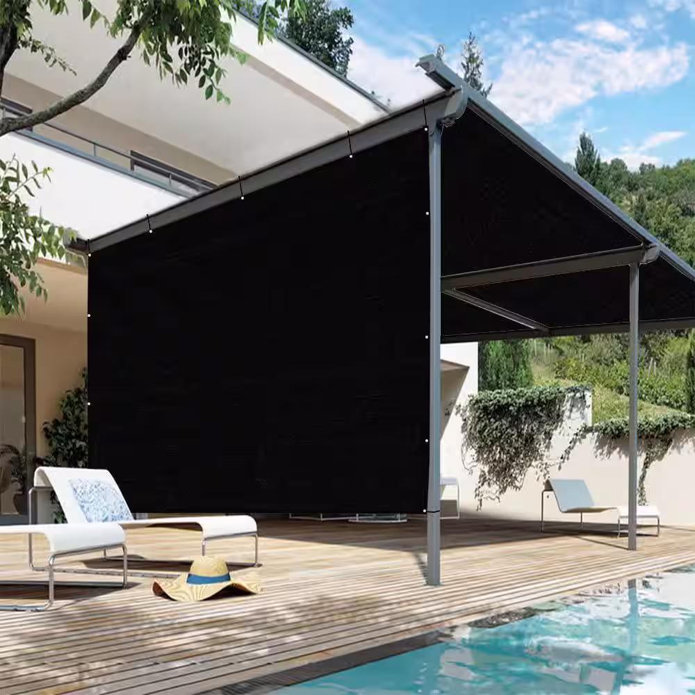Shatex Outdoor Pergola Shade Cover Canopy for Patio Privacy Shade Screen Panel with Grommets on 2 Sidesï¼?'x10', Black