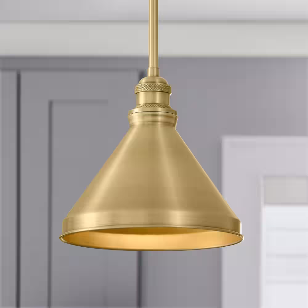 None 2-1/4 in. Brushed Gold Metal Cone Pendant Light Shade