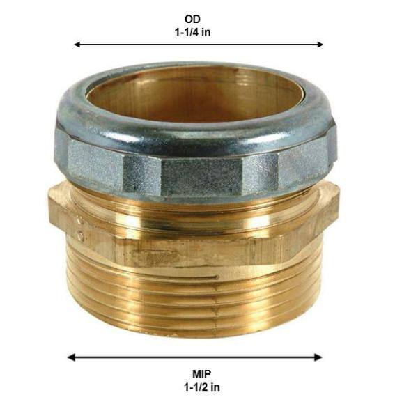 BrassCraft 1-1/4 in. O.D. Comp x 1-1/2 in. MIP (1-1/2 in. I.D. Female Sweat) Brass Waste Connector with Die Cast Nut in Chrome