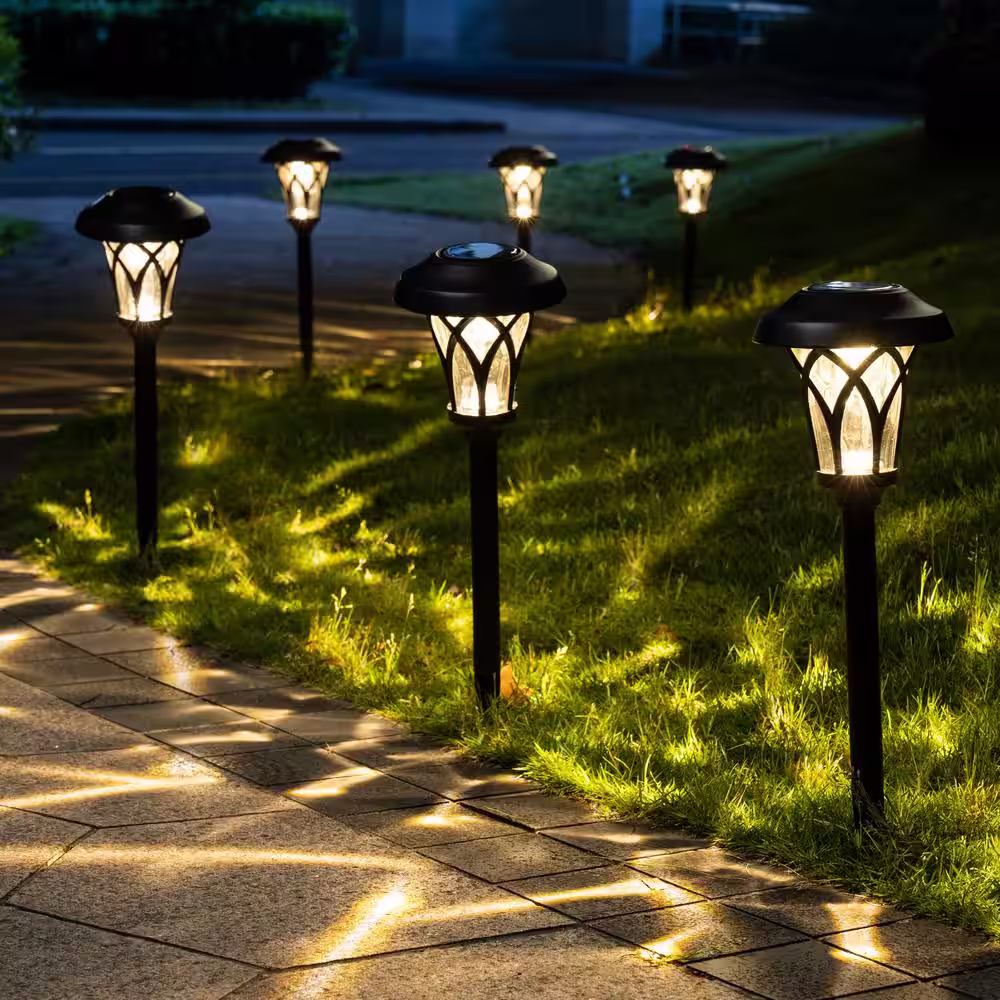 None Solar Black Integrated LED Path Light (6-Pack)