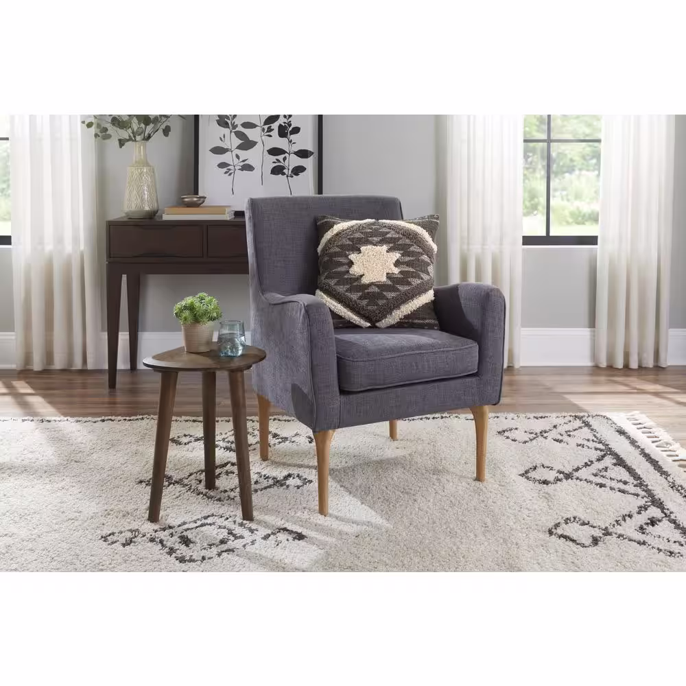 Home Decorators Collection Black Boho Geometric Textured Shag 18 in. x 18 in. Square Decorative Throw Pillow