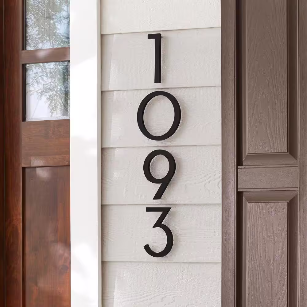 Everbilt 8 in. Matte Black Aluminum Floating or Flat Modern House Number 1
