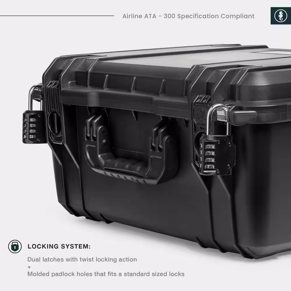 None Seahorse 20.2 i. x 15.7 in. x 9.4 in. Watertight Tool Case Black