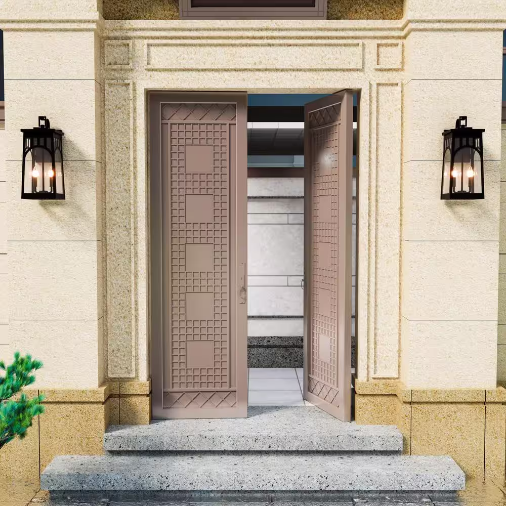Maxax HAWAII Sand Grain Black Dusk to Dawn Outdoor Hardwired Wall Lantern Scone with No Bulbs Included