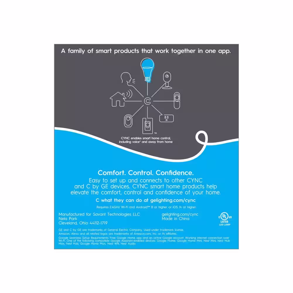 Cync 60-Watt EQ ST19 Full Color Decorative Smart Light Bulbs (2-Pack)