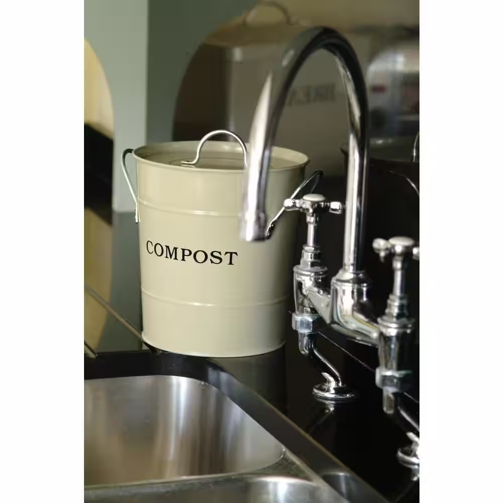 Exaco 2-in-1 Cream/Oatmeal Lid with Rubber Seal Compost Bucket