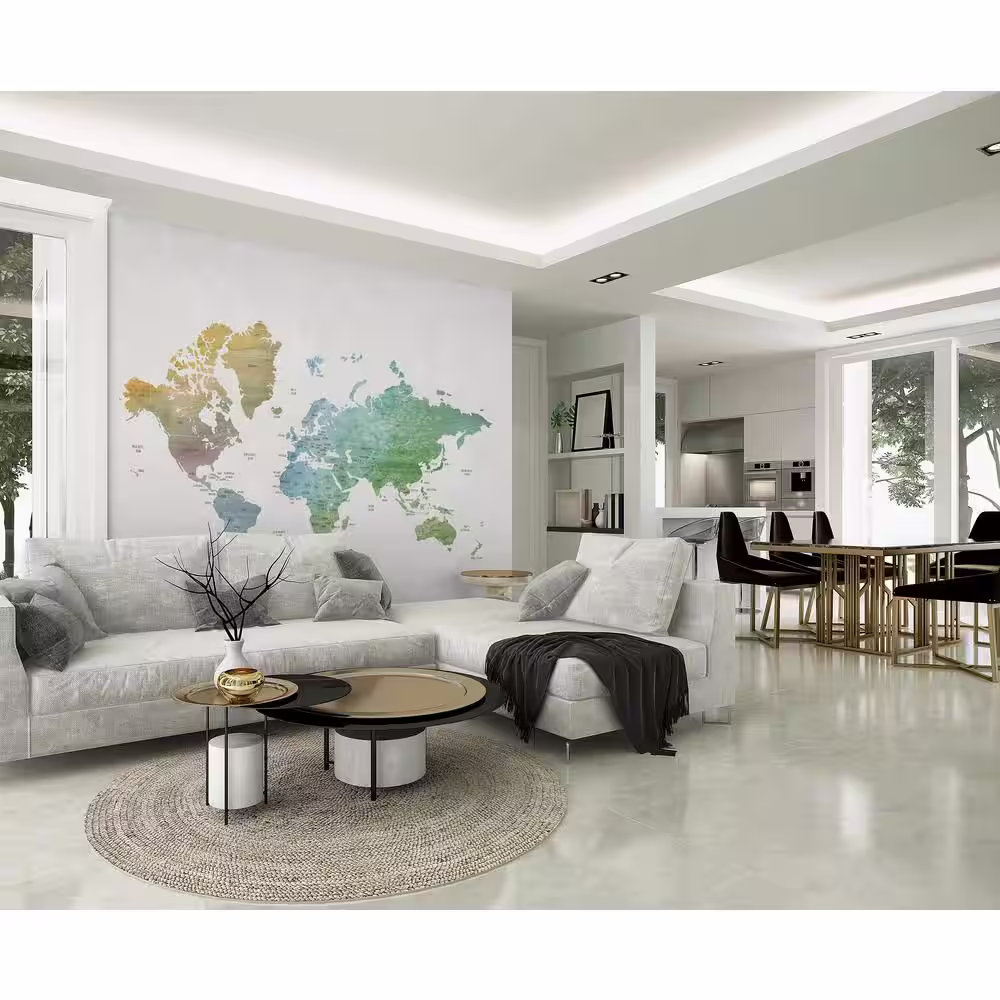 Arthouse 118 in. x 110 in. World Map Non-Woven Wall Mural