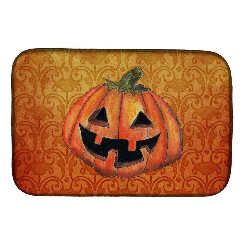Caroline's Treasures 14 in. x 21 in. October Pumpkin Halloween Dish Drying Mat