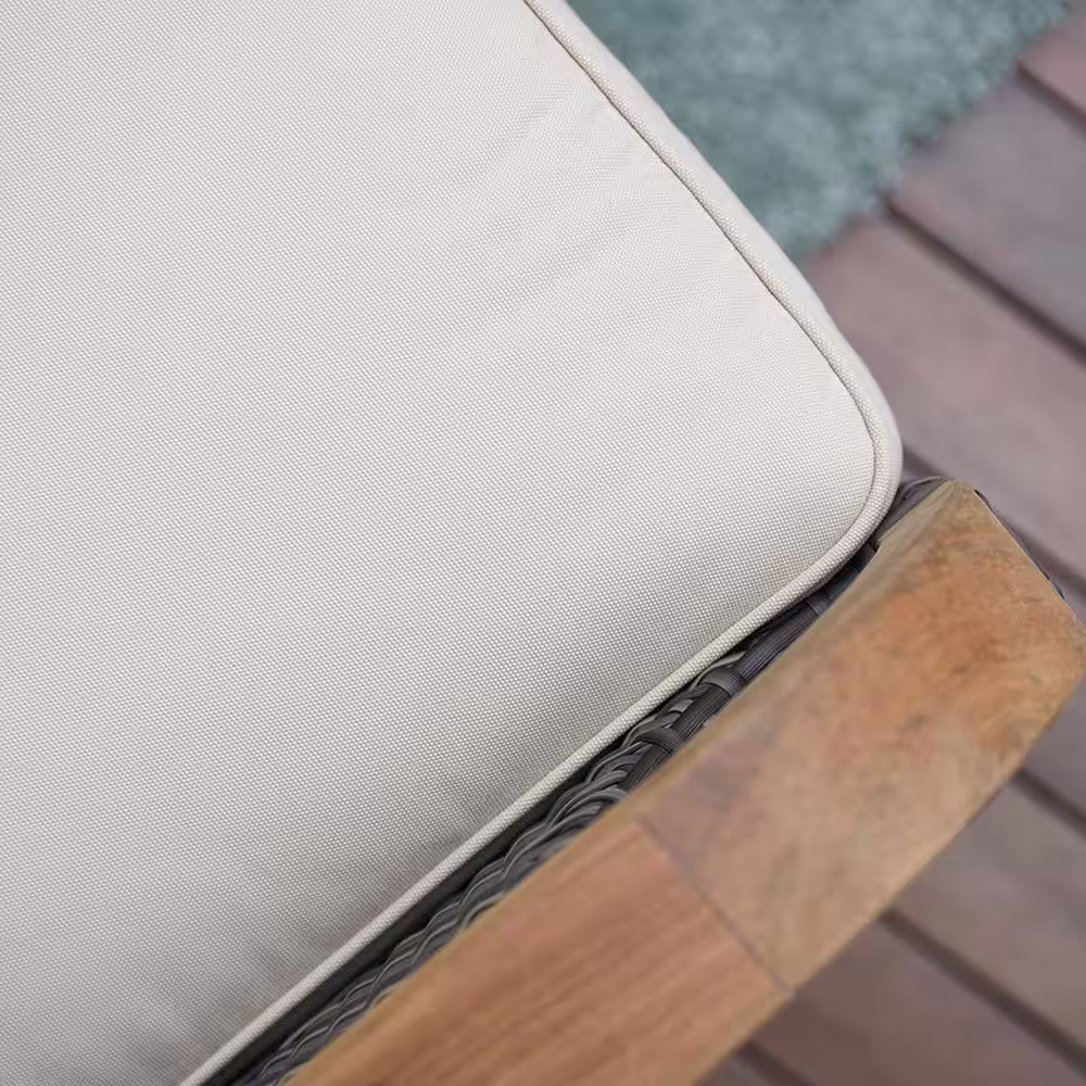 Cambridge Casual Palma 3-Piece Teak Wood Patio Conversation Set with Taupe Cushion Free Lumbar Pillow