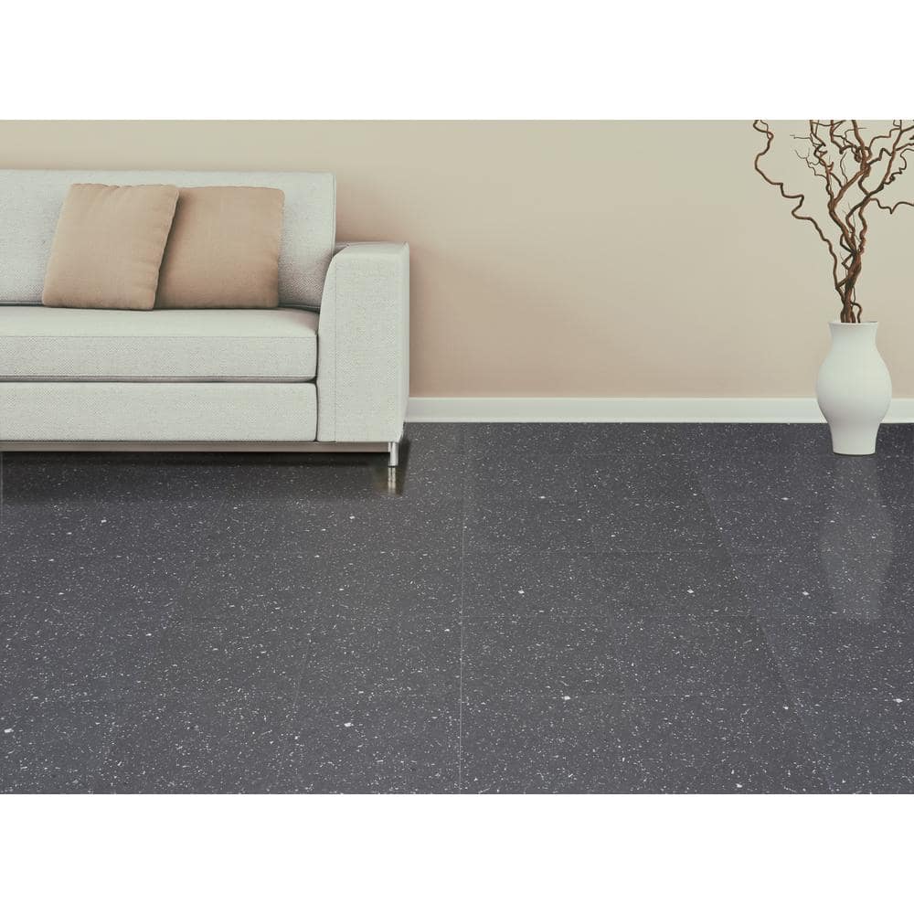 ACHIM Sterling Black 12 in. x 12 in. Peel and Stick Speckled Granite Vinyl Tile (20 sq. ft./case)