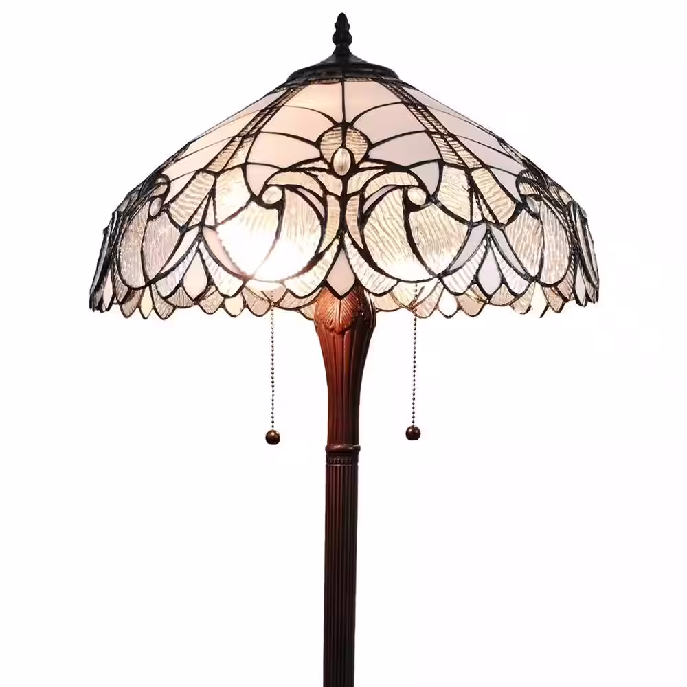 Amora Lighting 62 in. Tiffany Style Floral Floor Lamp