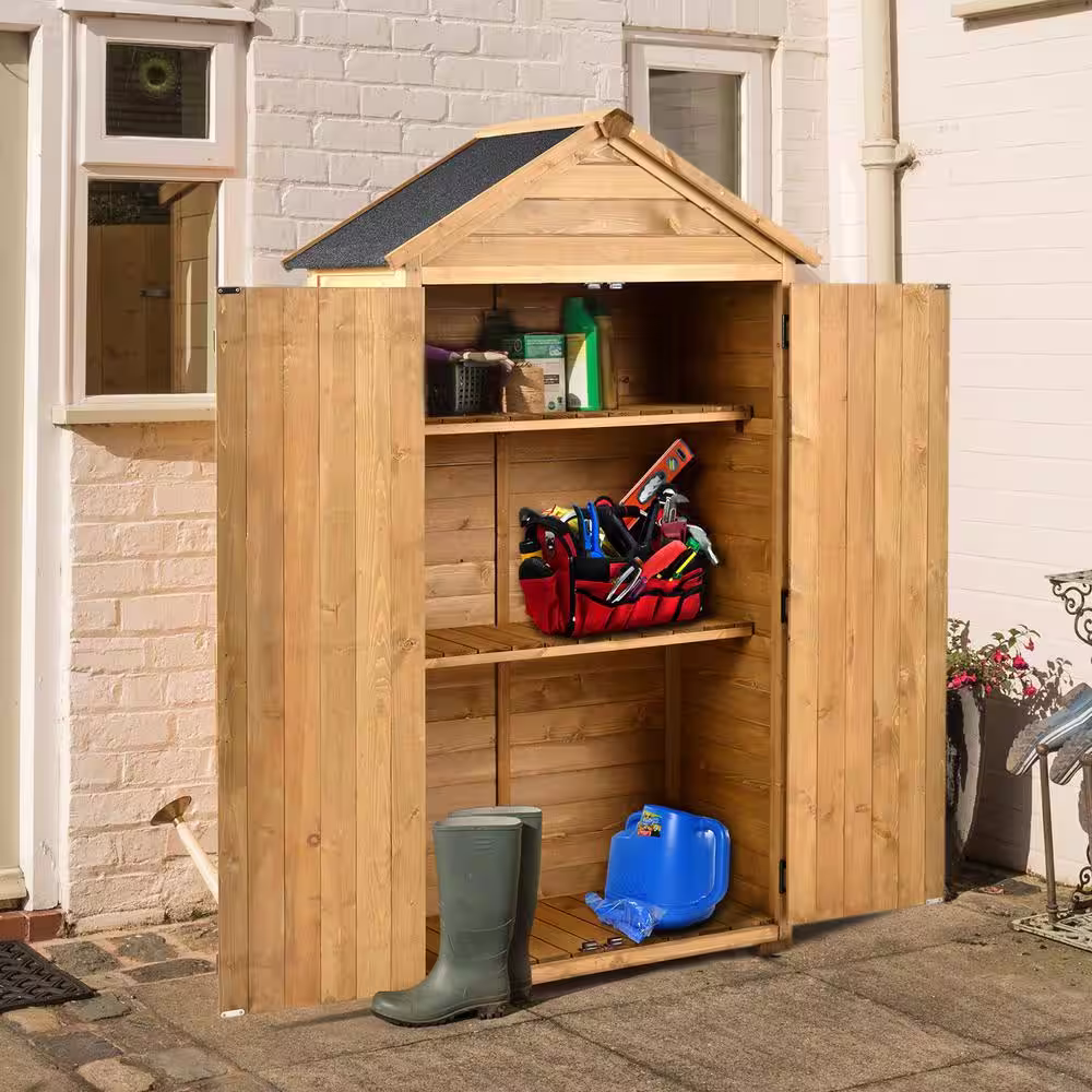 None 3 ft. W x 1.8 ft. D Storage Wood Shed Tool Organizer and Lockable Doors Coverage Area 5.5 sq. ft.