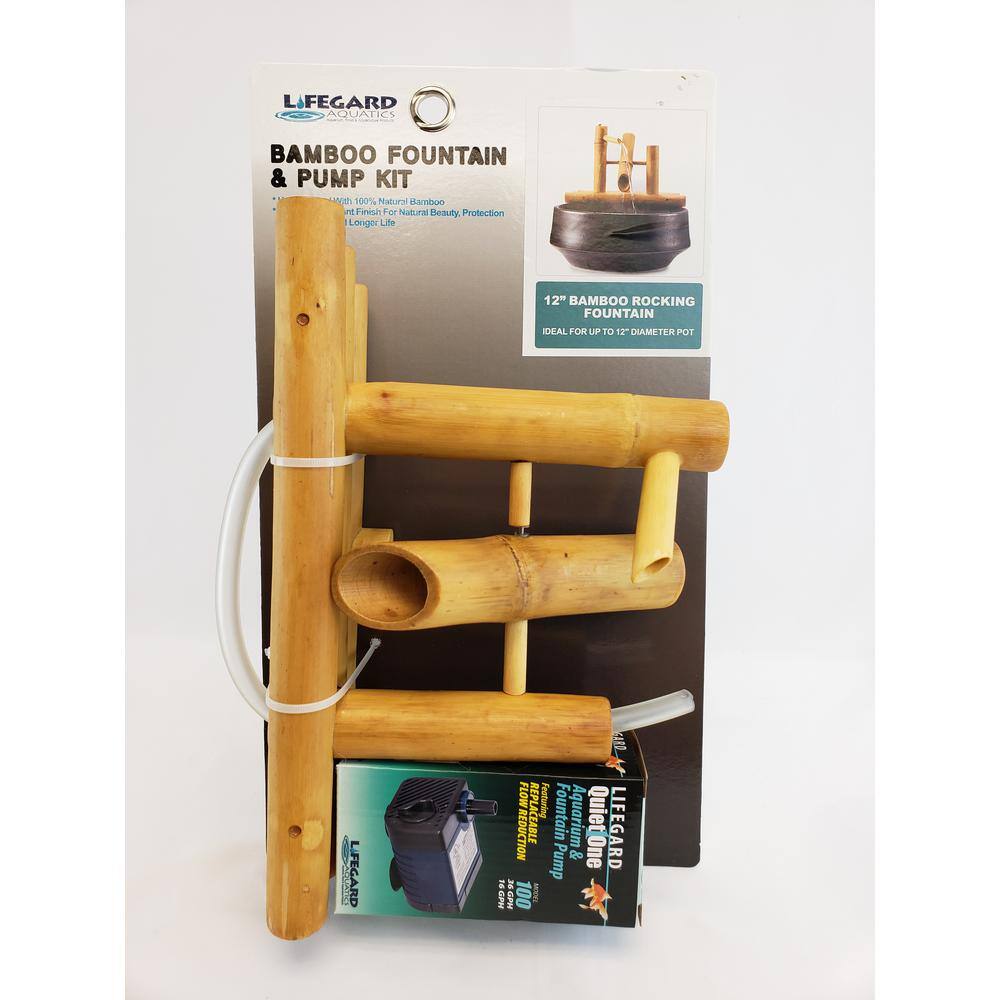 Lifegard Aquatics 8 in. Bamboo Rocking Fountain with Pump and Tubing