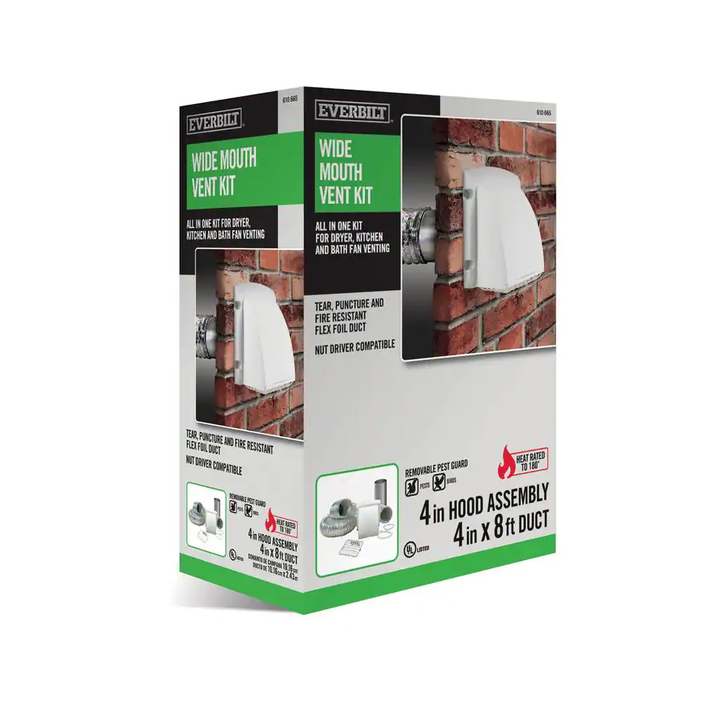 Everbilt Wide Mouth Dryer Vent Kit with 4 in. x 8 ft. Aluminum Dryer Duct
