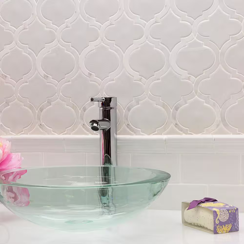 Ivy Hill Tile Delphi Arabesque Glacier White 10 in. x 12 in. Glazed Ceramic Mosaic Tile (0.80 sq. ft./Sheet)