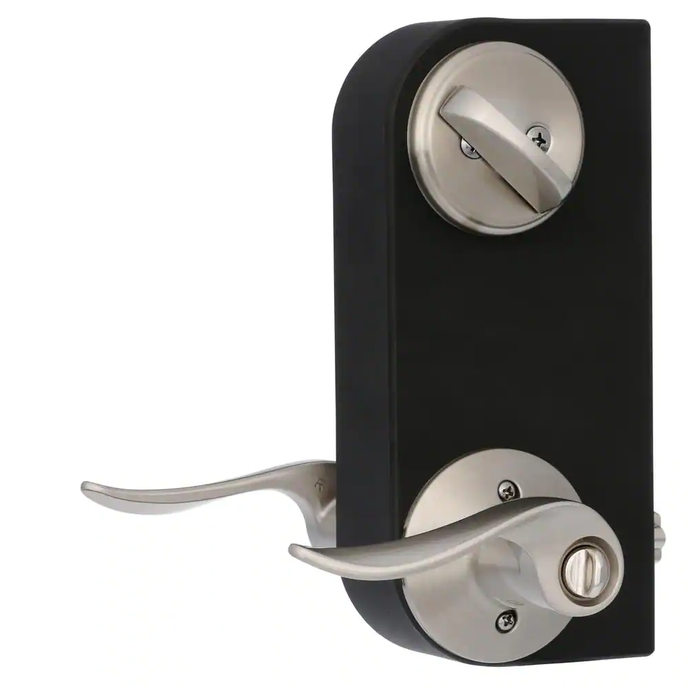 Schlage Sacramento Satin Nickel Single Cylinder Deadbolt and Keyed Entry Door Handle Combo Pack