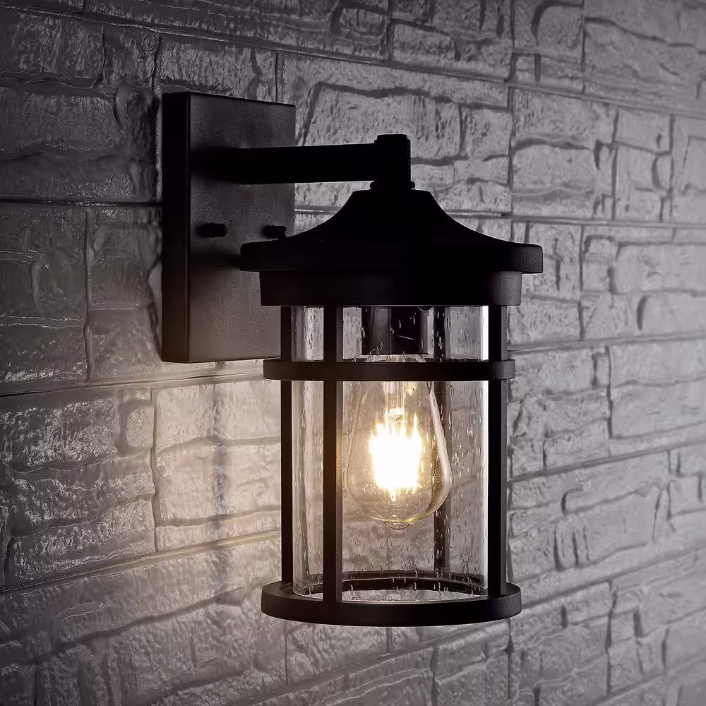 SAFAVIEH Senta 1-Light Black Outdoor Wall Lantern Sconce