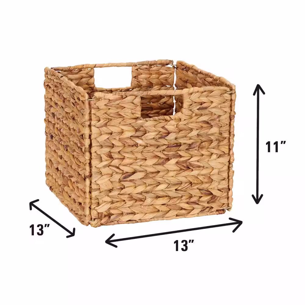Household Essentials 11 in. H x 13 in. W x 13 in. D Brown Wicker Cube Storage Bin